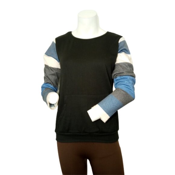 Black Striped Long Sleeve Sweatshirt - Picture 1 of 1